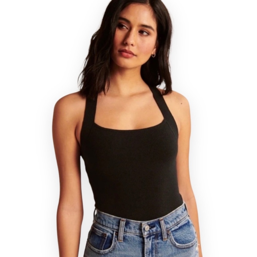 Abercrombie Halter Ruched Bodysuit Black - Size M *NWOT*